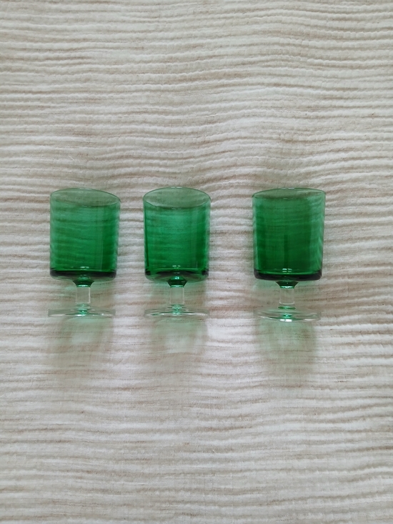 Luminarc Other - Vintage Luminarc France Cavalier Emerald Green Wine Glasses Set Of 3 1970s